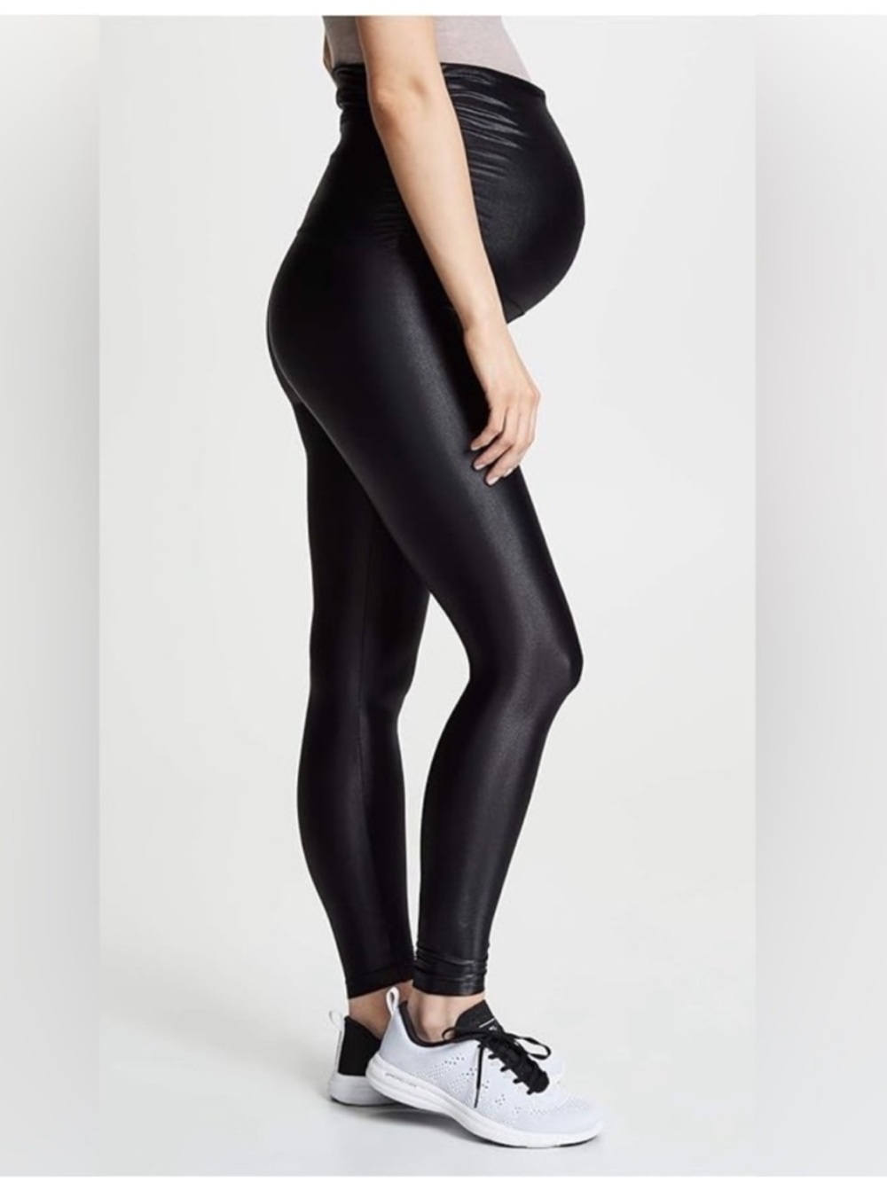 Koral Lustrous Maternity Black Shiny Belly Band Full Length Leggings
